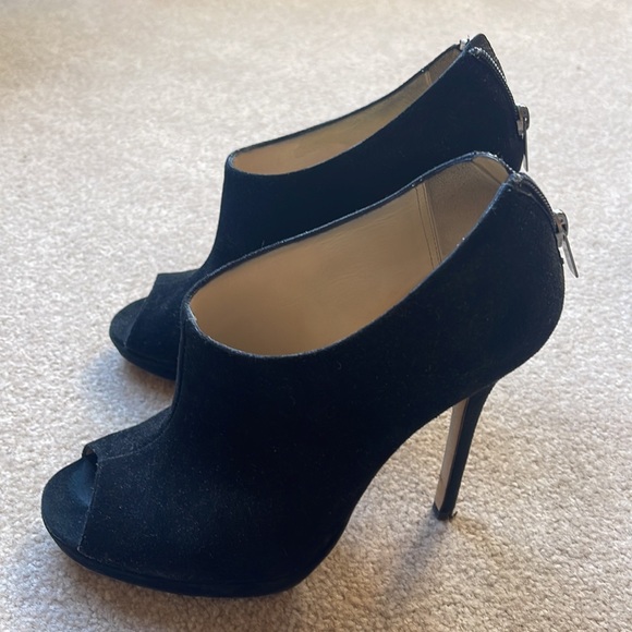 Jimmy Choo suede peep-toe platform heeled booties - Picture 4 of 11
